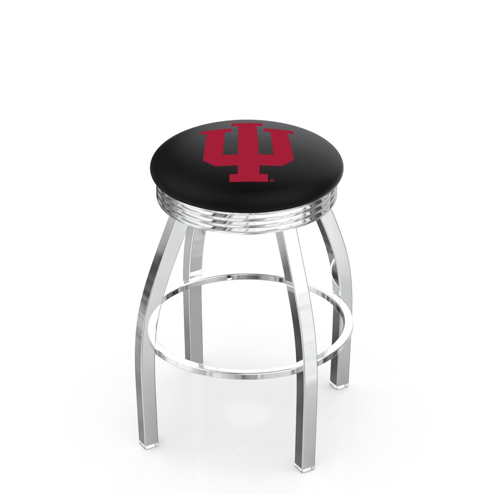 25" L8C3C - Chrome Indiana Swivel Bar Stool with 2.5" Ribbed Accent Ring by The Holland Bar Stool Company