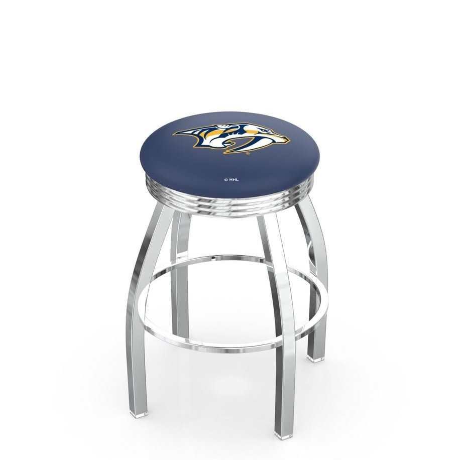 25" L8C3C - Chrome Nashville Predators Swivel Bar Stool with 2.5" Ribbed Accent Ring by The Holland Bar Stool Company
