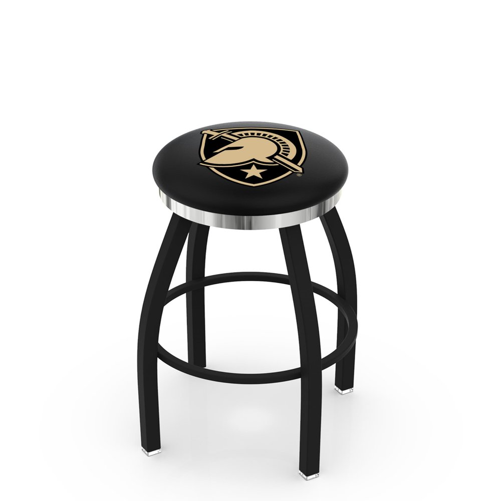 HBS L8B2C US Military Academy (Army) 25" Swivel Counter Stool with a Black Wrinkle and Chrome Finish