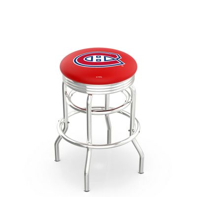 L7C3C Montreal Canadiens 30" Double-Ring Swivel Bar Stool with Chrome Finish