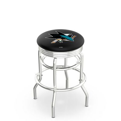HBS L7C3C San Jose Sharks 30" Double-Ring Swivel Bar Stool with Chrome Finish