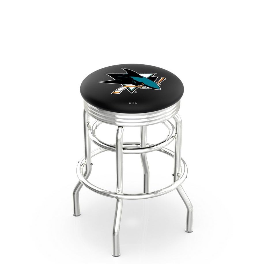 HBS L7C3C San Jose Sharks 30" Double-Ring Swivel Bar Stool with Chrome Finish