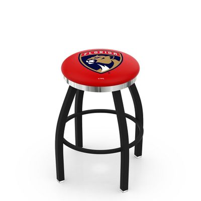 HBS L8B2C Florida Panthers 25" Swivel Counter Stool with a Black Wrinkle and Chrome Finish