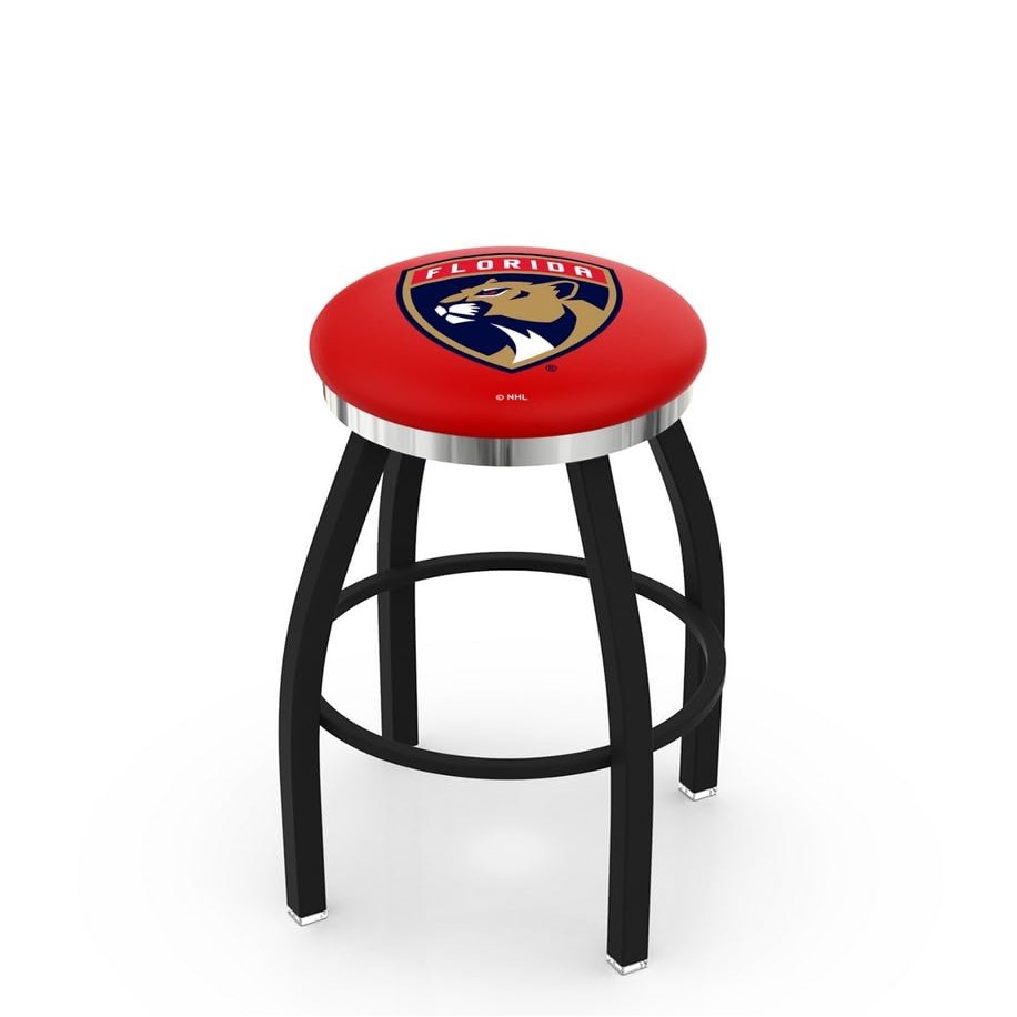 HBS L8B2C Florida Panthers 25" Swivel Counter Stool with a Black Wrinkle and Chrome Finish