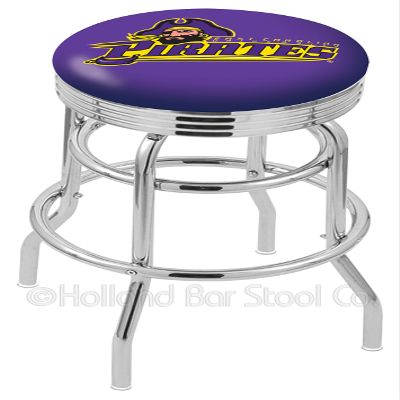 Holland Bar Stool 25" L7C3C - Chrome Double Ring East Carolina Swivel Bar Stool with 2.5" Ribbed Accent Ring