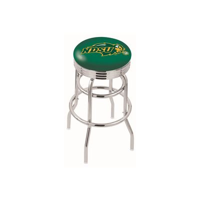 L7C3C North Dakota State 25" Double-Ring Swivel Counter Stool with Chrome Finish