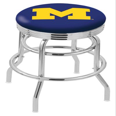 Holland Bar Stool 25" L7C3C - Chrome Double Ring Michigan Swivel Bar Stool with 2.5" Ribbed Accent Ring