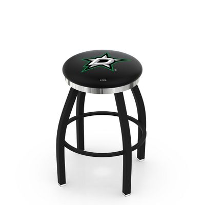 HBS L8B2C Dallas Stars 30" Swivel Bar Stool with a Black Wrinkle and Chrome Finish