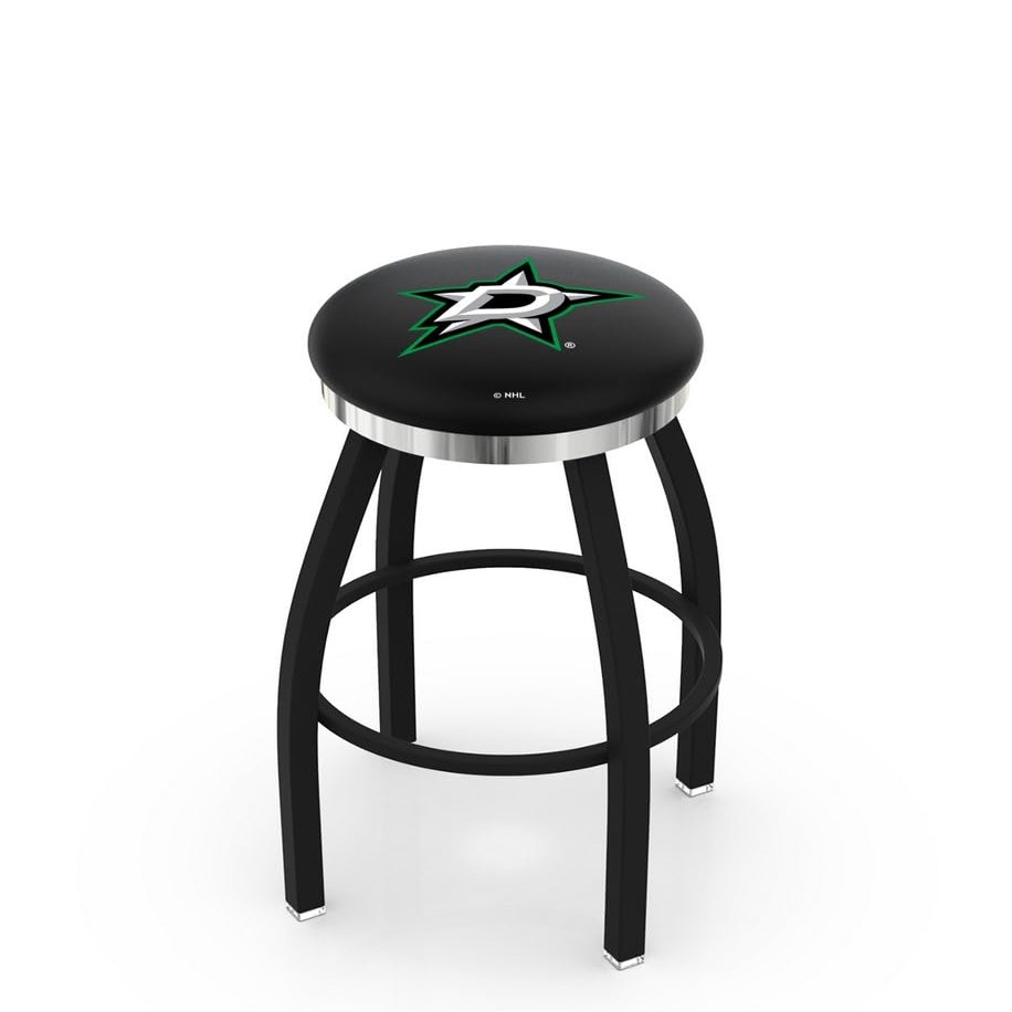 HBS L8B2C Dallas Stars 30" Swivel Bar Stool with a Black Wrinkle and Chrome Finish