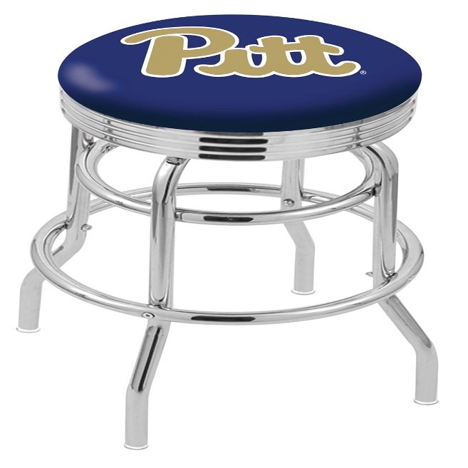 25" L7C3C - Chrome Double Ring Pitt Swivel Bar Stool with 2.5" Ribbed Accent Ring by Holland Bar Stool Company