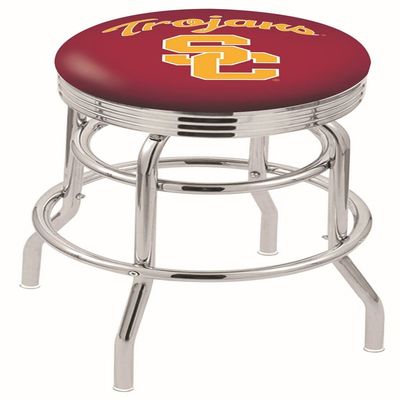 L7C3C USC Trojans 25" Double-Ring Swivel Counter Stool with Chrome Finish