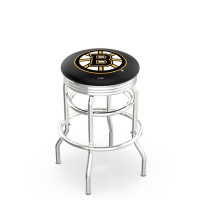 HBS L7C3C Boston Bruins 25" Double-Ring Swivel Counter Stool with Chrome Finish