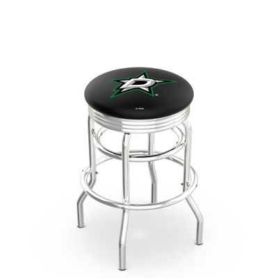 HBS L7C3C Dallas Stars 25" Double-Ring Swivel Counter Stool with Chrome Finish