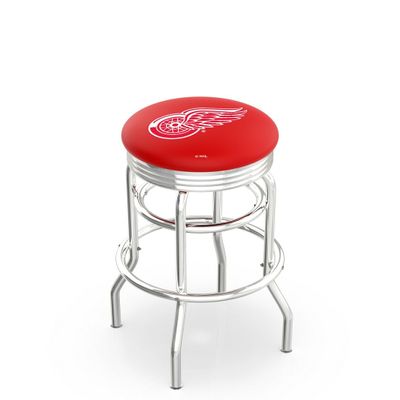 L7C3C Detroit Red Wings 25" Double-Ring Swivel Counter Stool with Chrome Finish