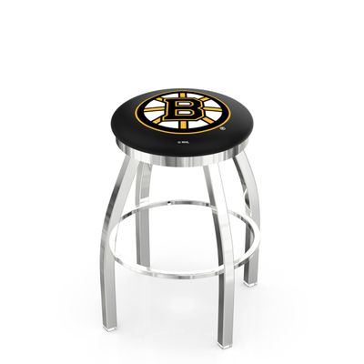25" L8C2C - Chrome Boston Bruins Swivel Bar Stool with Accent Ring by The Holland Bar Stool Company
