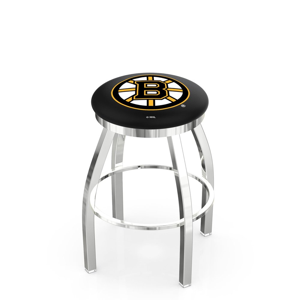 25" L8C2C - Chrome Boston Bruins Swivel Bar Stool with Accent Ring by The Holland Bar Stool Company