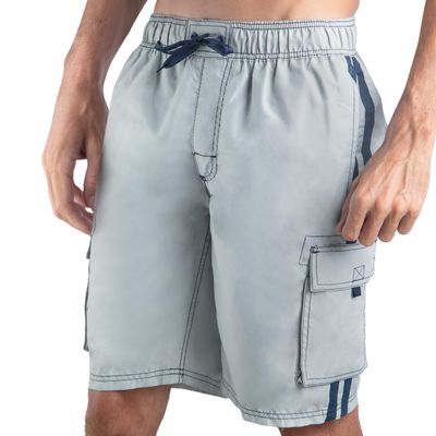 Kanu Surf Men's Barracuda Swim Trunks (Regular & Extended Sizes), Silver, XX-Large