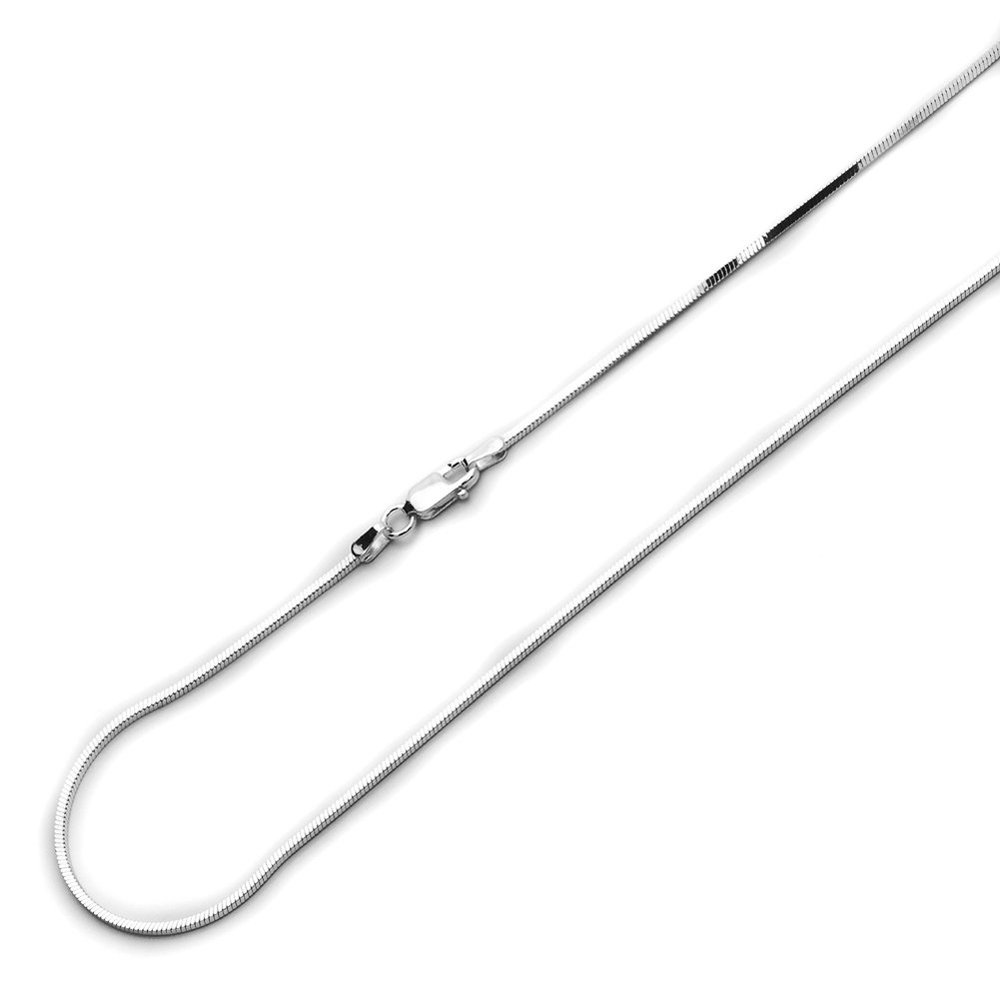 925 Sterling Silver Necklace 1mm High Polished Square Snake Chain Necklace (10, 16, 18, 20, 22, 24, 30 Inch), 20"