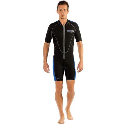 Cressi Lido 2 mm Man Short Sleeves Short Wetsuits, Black/Blue, 2XL