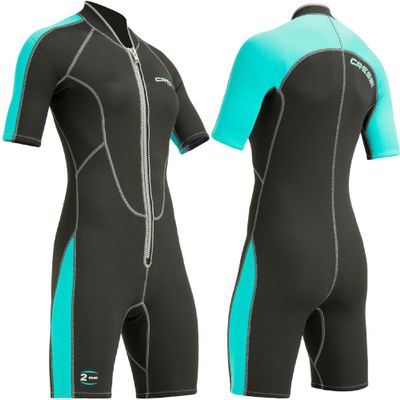 Cressi Lido 2 mm Lady Short Sleeves Short Wetsuits, Black/Aquamarine, XS
