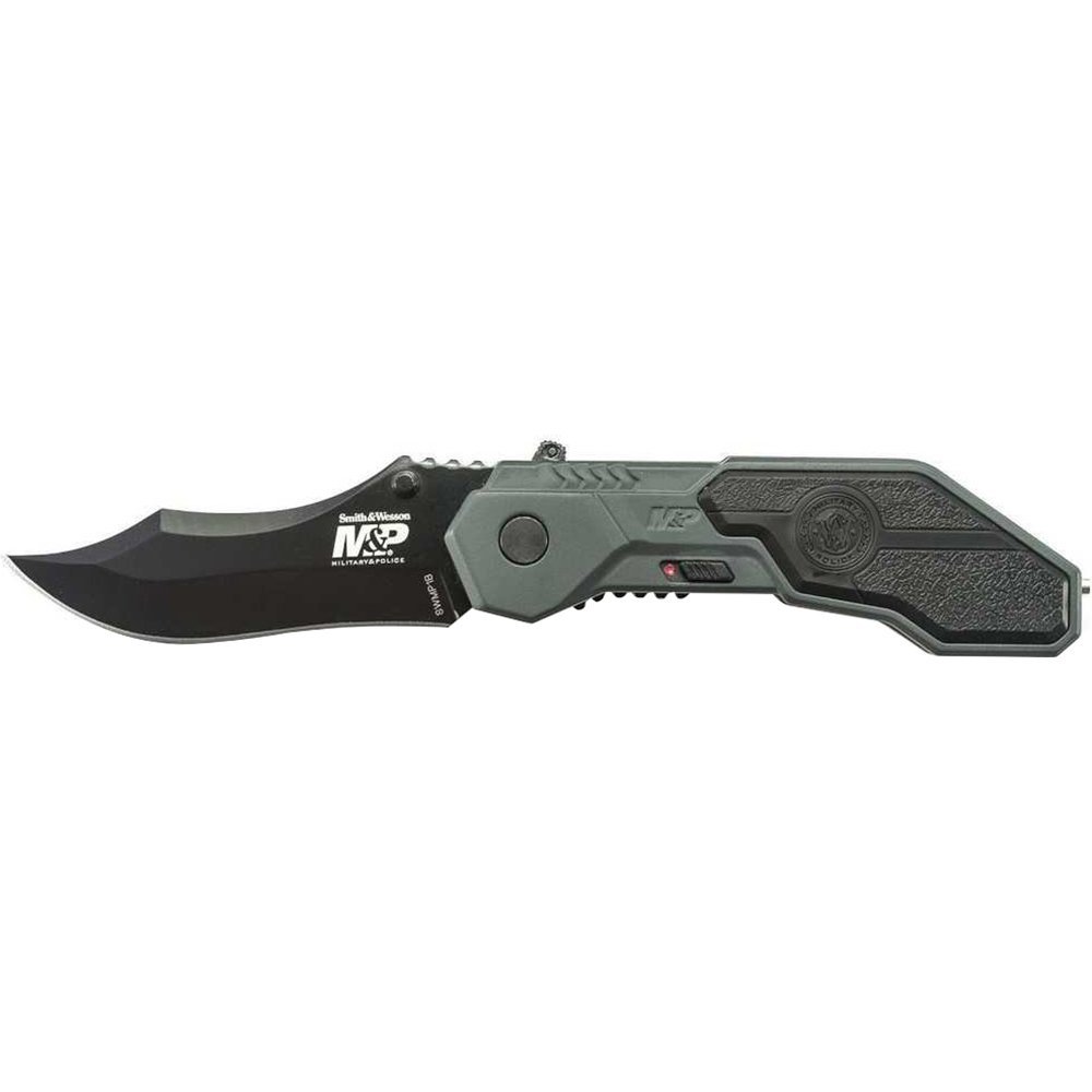 Smith & Wesson M&P SWMP1B 7.1in High Carbon S.S. Assisted Folding Knife with 2.9in Clip Point Blade and Aluminum Handle for Tactical, Survival and EDC,Black