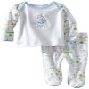 Disney ABSORBA Baby-Boys Newborn Two Piece Footed Pant Set, White/Print, 0-3 Months view 1