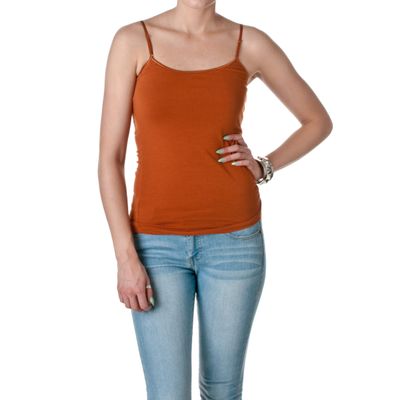 Active Basic Women's Shelf Bra Adjustable Spaghetti Strap Tank, Cinnamon/Brown, Small