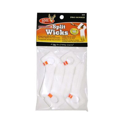HME Reflective Split Wick for Hunting (Pack of 4) | Easy-to-Dip Scent-Absorbing Wicks with Large Hang Hole & Highly Reflective Orange Band