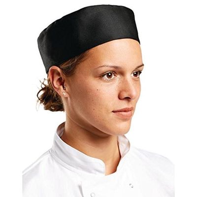 Black Chefs Skull Cap Polycotton. Size: 25".