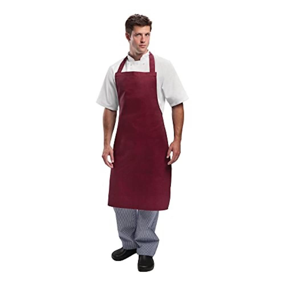 Bib Apron Burgundy Polycotton. 28(W)" x 38(L)"