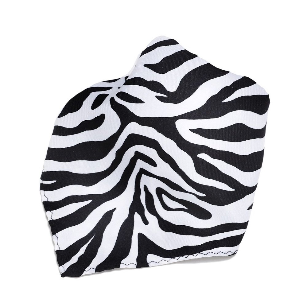 Vesuvio Napoli White Zebra Design Hankerchief Pocket Square Hanky Men's Handkerchiefs