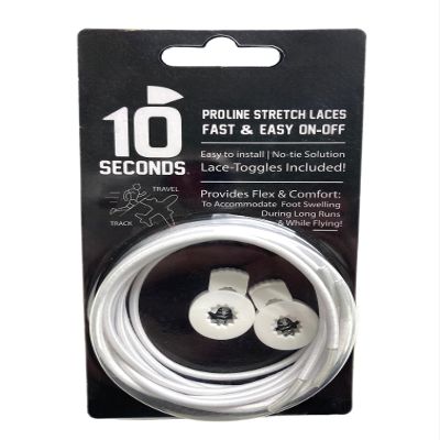 10 Second Men's Elastic Laces White 1 Size