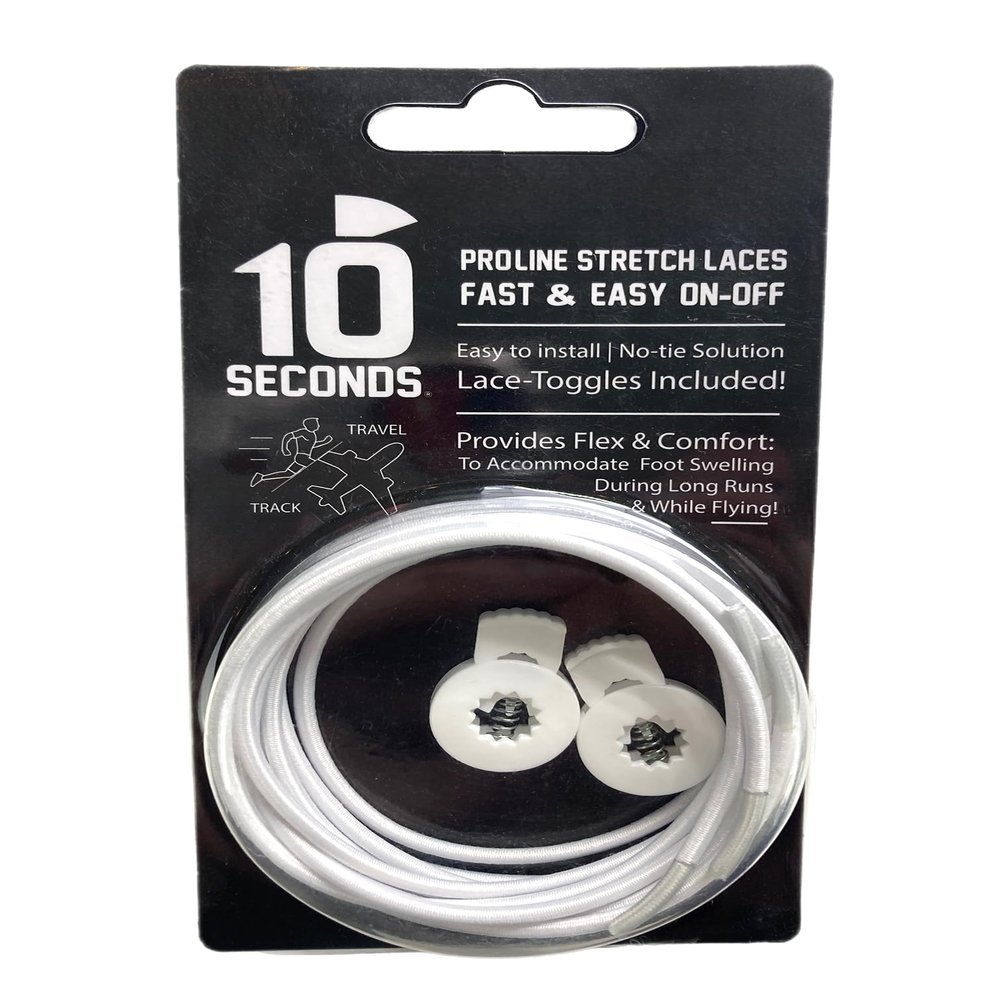 10 Second Men's Elastic Laces White 1 Size