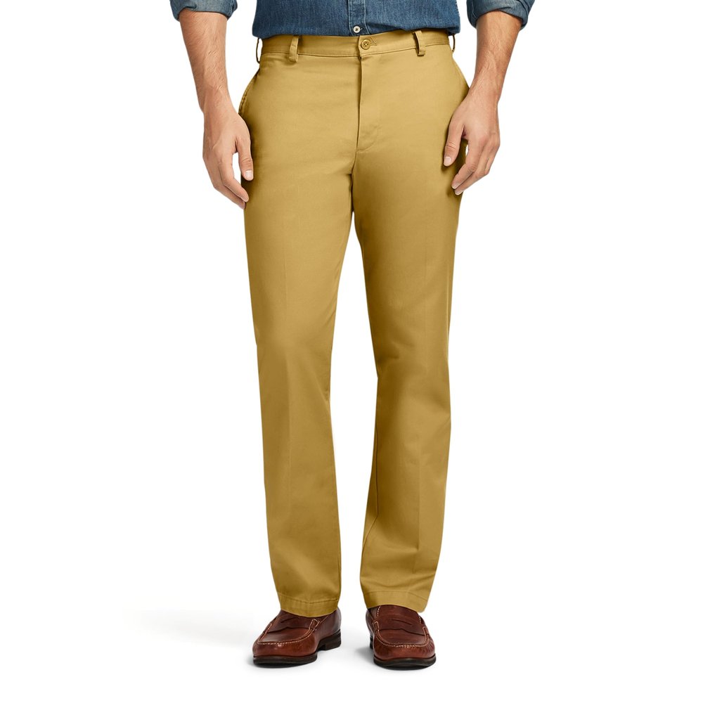 IZOD Men's American Chino Flat-Front Slim-Fit Pants, Khaki, 36W x 32L