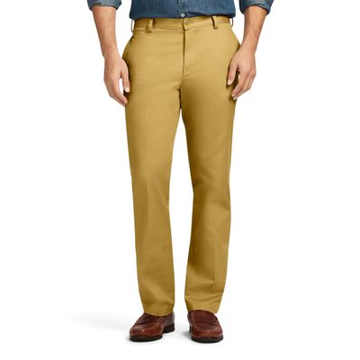IZOD Men's American Chino Flat-Front Slim-Fit Pants, Khaki, 34W x 30L