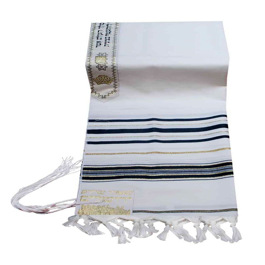 Talitnia Virgin Wool Tallit Prayer Shawl Black and Gold Stripes in Size 24" Long and 72" Wide