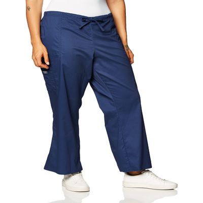 Cherokee Women's Tall Workwear Scrubs Core Stretch Drawstring Cargo Pant, Navy, Large/Tall