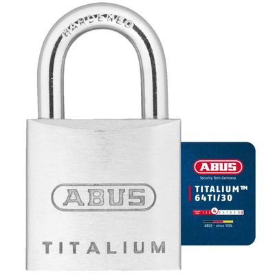 ABUS Titalium 64TI/30 Padlock - Set of 2 Keyed Alike - Cellar Lock with Special Aluminium Lock Body - Hardened Steel Shackle - ABUS Security Level 4