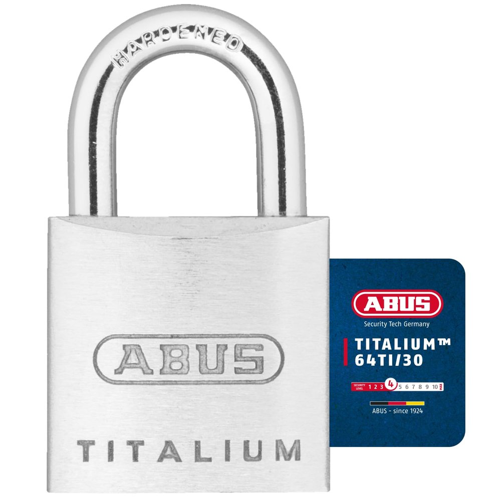 ABUS Titalium 64TI/30 Padlock - Set of 2 Keyed Alike - Cellar Lock with Special Aluminium Lock Body - Hardened Steel Shackle - ABUS Security Level 4