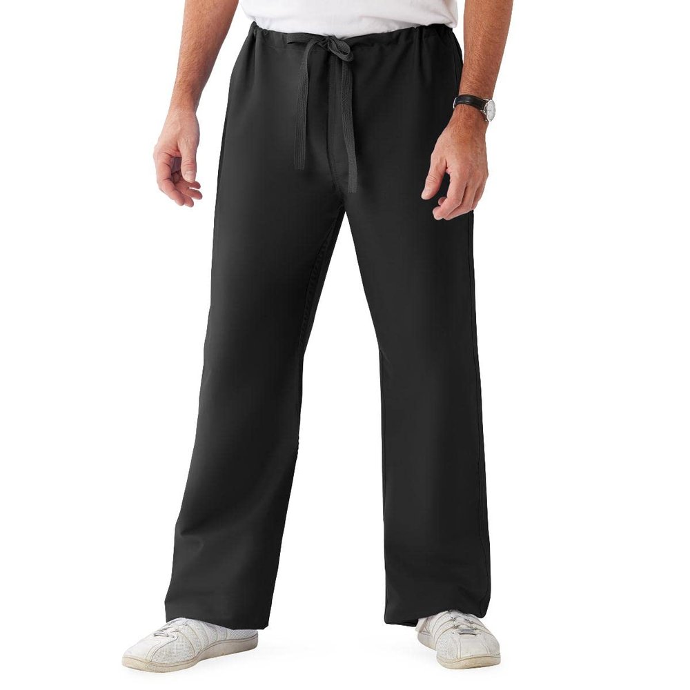 Medline ComfortEase Unisex Reversible Drawstring-Waist Scrub Pants, Black, Size 5XL, Regular Inseam