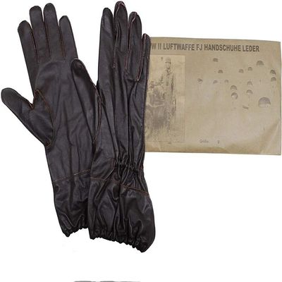 Mil-Tec Luftwaffe FJ Brown Leather Gloves (Large - Size 9)