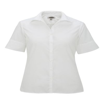 Edwards Garment Women's Short Sleeve Poplin Shirt, White, X-Large