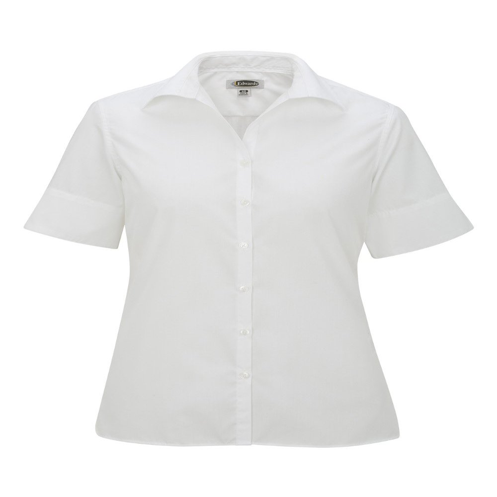 Edwards Garment Women's Short Sleeve Poplin Shirt, White, X-Large