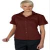 Ed Garments Women's Short Sleeve Poplin Shirt, Burgundy, Medium view 1