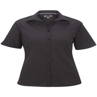 Edwards Garment Ladies Lightweight Short Sleeve POPLIN Blouse Steel Grey