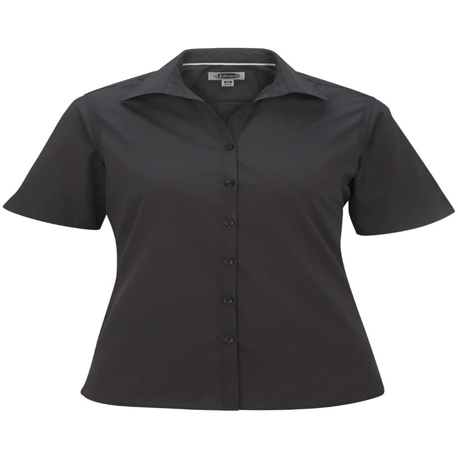 Edwards Garment Ladies Lightweight Short Sleeve POPLIN Blouse Steel Grey
