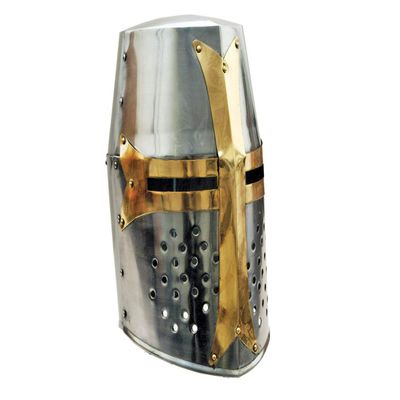 Szco Supplies 14 Decorative Barrel Brass Helm Crusader Helmet (910902)
