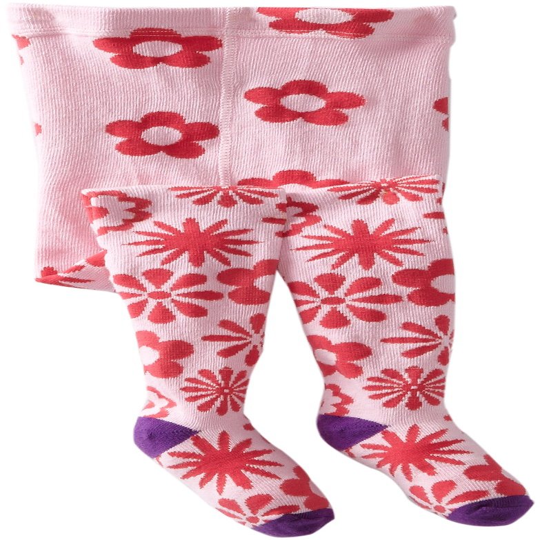Jefferies Socks Little Girls' Flurry Flower Tight, Pink, 6-8 Years