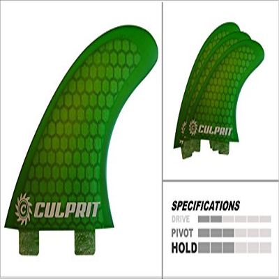 Culprit Surf Honeycomb RTM FCS M3 Style Thruster Surfboard Fins - Green - C2