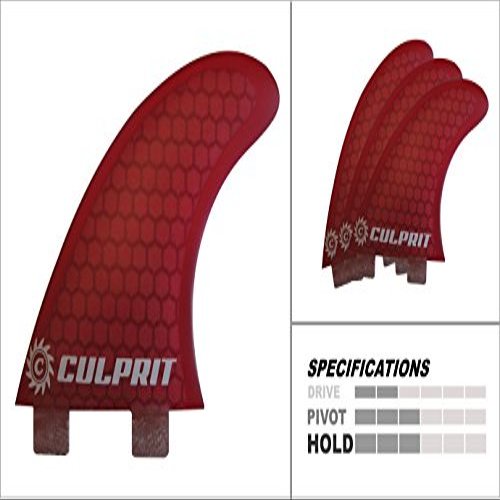 Culprit Surf Honeycomb RTM FCS M3 Style Thruster Surfboard Fins - Red - C3